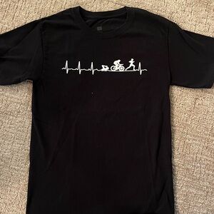 Hanes Black Short Sleeve Triathlon Heartbeat Graphic Tee